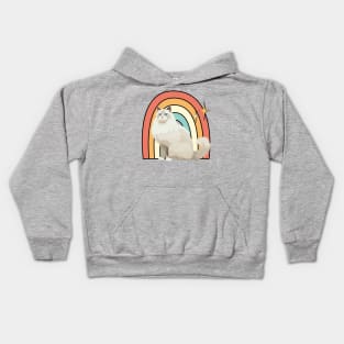 retro rainbow cat Kids Hoodie